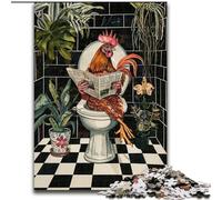 Puzzle da 1000 pezzi per adulti "Gallo nel water", puzzle da 1000 pezzi, regalo di Natale, ideale per ufficio, camera da letto, soggiorno (dimensioni 50x75cm)