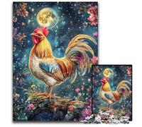 Puzzle da 1000 pezzi per adulti, Gallo sotto la luna, puzzle in cartone, giochi, giocattoli, regalo, migliora l'amore tra coppie per età 14+, 26x38cm
