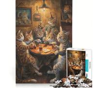 Puzzle da 1000 pezzi per adulti: Gatti, Birra in una Taverna, Gioco rompicapo, Difficile da completare, Rafforza l'amore tra le coppie 38x52cm