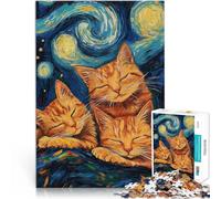 Puzzle da 1000 pezzi per adulti Gatti che dormono nella notte stellata Gioco educativo per famiglie Lista dei desideri con Babbo Natale 75x50cm