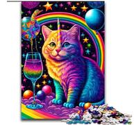 Puzzle da 1000 pezzi per adulti, gatti colorati in legno, perfetto come decorazione fai da te o regalo di compleanno 50x75cm per compleanni, vacanze, Natale, Halloween