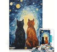 Puzzle da 1000 pezzi per adulti "Gatti innamorati di Van Gogh", gioco rompicapo, stimolante da completare, per rafforzare l'amore tra le coppie 38x52cm
