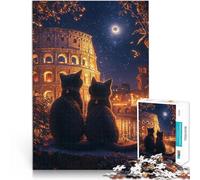 Puzzle da 1000 pezzi per adulti Gatti nella notte di Roma Gioco intellettuale giocattolo con pezzi completamente interconnessi di forma casuale 38x26cm