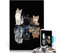 Puzzle da 1000 pezzi per adulti Gatti Riflessione Amico Difficile da completare ma divertente e umoristico Ottimo regalo per i giochi 75x50cm