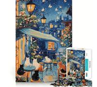 Puzzle da 1000 pezzi per adulti "Gatti su un balcone parigino" con taglio netto,sfida creativa,divertente gioco per il tempo libero,regalo di compleanno (38x52cm)