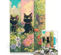 Puzzle da 1000 pezzi per adulti, gatti tra i fiori, gioco impossibile, interazione genitore-figlio, ideale per compleanni e Natale 50x75cm