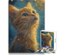 Puzzle da 1000 pezzi per adulti, gattino arancione che guarda in alto, sfida difficile, gioco per famiglie, adatto dai 14 anni in su (dimensioni 38x26cm)