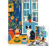 Puzzle da 1000 pezzi per adulti Gatto alla finestra Difficile da completare ma divertente e umoristico perché è ideale come regalo per tutta la famiglia 52x38cm
