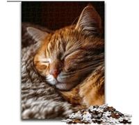 Puzzle da 1000 pezzi per adulti, gatto arancione addormentato, gioco per famiglie, antistress, sfida difficile, rafforza l'amore tra coppie dimensioni 26x38cm