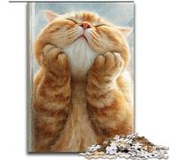 Puzzle da 1000 pezzi per adulti, gatto arancione che tiene in mano il volto, puzzle fai da te da 1000 pezzi, gioco interattivo per famiglie (dimensioni 26x38cm)