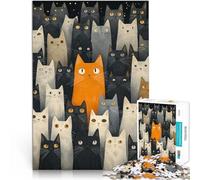 Puzzle da 1000 pezzi per adulti Gatto arancione in mezzo alla folla Difficile e sfidante Attività divertenti a casa, regali di compleanno, regali di viaggio, 52x38cm