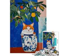 Puzzle da 1000 pezzi per adulti gatto arancione in un vaso gioco intellettuale educativo divertente e spiritoso ideale come regalo di Babbo Natale segreto (dimensioni 38x52cm)