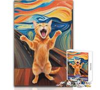 Puzzle da 1000 pezzi per adulti Gatto arancione L'urlo Rilassante e calmante Hobby da interno Giocattolo per il tempo libero dalla vestibilità perfetta Dimensioni 50x75cm