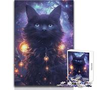 Puzzle da 1000 pezzi per adulti Gatto arcano con luci cosmiche Rilassati durante il tempo libero Taglio netto Giocattolo ad incastro senza soluzione di continuità Dimensioni 38x52cm