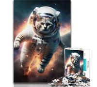 Puzzle da 1000 pezzi per adulti, gatto astronauta nello spazio, puzzle per adulti da 1000 pezzi, giocattoli, giochi educativi, antistress, migliora l'amore tra coppie (38x26cm)
