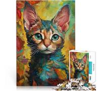 Puzzle da 1000 pezzi per adulti Gatto bambino in acquerello Sfida di gioco educativo giocattolo Regalo di compleanno, regali, arte murale 38x26cm