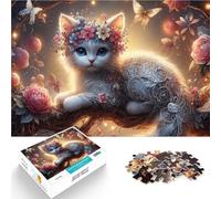 Puzzle da 1000 pezzi per adulti Gatto bianco fantasy Difficile da completare ma divertente e umoristico Regalo di compleanno, regali, arte murale 38x26cm