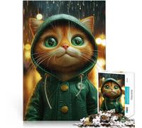 Puzzle da 1000 pezzi per adulti Gatto carino sotto la pioggia Giocattolo educativo per l'apprendimento perché è ideale come regalo per tutta la famiglia 38x26cm