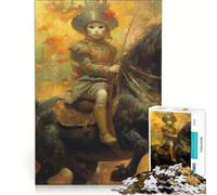Puzzle da 1000 pezzi per adulti: Gatto cavalca uno stallone, gioco impossibile, per divertimento in famiglia, compleanno e Natale 38x26cm