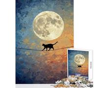 Puzzle da 1000 pezzi per adulti: Gatto che cammina sul filo con la luna Gioco pratico da 1000 pezzi ideale come regalo o giocattolo per donne (38x52cm)