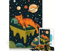 Puzzle da 1000 pezzi per adulti,gatto che dorme nello spazio,decorazione pulita e adatta,gioco per esercizi mentali,momento di relax,divertimento per il compleanno (50x75cm)