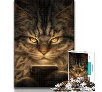 Puzzle da 1000 pezzi per adulti Gatto che gioca con il cellulare Puzzle per adulti 1000 pezzi, fai da te Arte murale moderna Decorazione per la casa 50x75cm