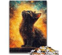 Puzzle da 1000 pezzi per adulti Gatto che guarda il cielo Puzzle per adolescenti, antistress per ammazzare il tempo in vacanza Migliora l'amore tra coppie (38x26cm)