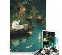 Puzzle da 1000 pezzi per adulti: Gatto che legge in una foresta incantata, gioco rompicapo, taglio di precisione, collezione d'artista, belle arti 38x52cm