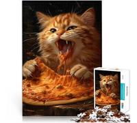 Puzzle da 1000 pezzi per adulti Gatto che mangia la pizza Gioco impegnativo e gioco in famiglia offerte come regali per tutta la famiglia 75x50cm