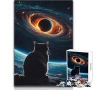 Puzzle da 1000 pezzi per adulti Gatto che osserva il buco nero Goditi un dolce relax e un piacevole svago Vestibilità stabile Taglio preciso Dimensioni del giocattolo: 50x75cm