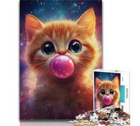 Puzzle da 1000 pezzi per adulti gatto che soffia bolle 1000 pezzi per adolescenti giocattoli giochi educativi antistress collezione di artisti belle arti (26x38cm)