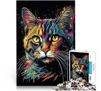 Puzzle da 1000 pezzi per adulti Gatto colorato con gocce Giocattolo educativo intellettuale decomprimente Migliorare la memoria 50x70cm