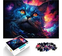 Puzzle da 1000 pezzi, per adulti, gatto colorato, divertente per completare tutta la famiglia, ma divertente e divertente adolescente dai 14 anni in su, 26 x 38 cm