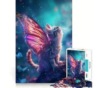 Puzzle da 1000 pezzi per adulti,gatto con ali di farfalla,taglio preciso,divertente rompicapo,regalo per il tempo libero,decorazione natalizia (50x75cm)