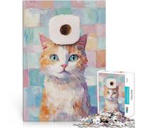 Puzzle da 1000 pezzi per adulti Gatto con carta igienica Antistress Vacanza in patria Uccidere il tempo Decorazioni e regali unici per la casa 38x26cm