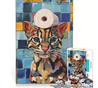 Puzzle da 1000 pezzi per adulti, gatto con carta igienica, gioco impossibile, ideale per passare il tempo durante le vacanze, regalo di compleanno o di viaggio 38x52cm