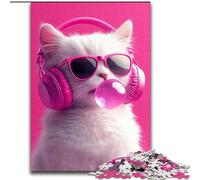 Puzzle da 1000 pezzi per adulti Gatto con cuffie Puzzle da 1000 pezzi per adulti per compleanni, feste e occasioni speciali (dimensioni 26x38cm)