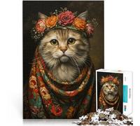Puzzle da 1000 pezzi per adulti “Gatto con fiori” Fatto di carta,per età pari o superiore a 14 anni giocattoli educativi per l'apprendimento offerte come regali per tutta la famiglia。