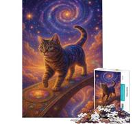 Puzzle da 1000 pezzi per adulti Gatto cosmico su ponte decorato Puzzle per adulti giochi rilassanti ideale per le vacanze a casa e per passare il tempo Una sfida impegnativa da completare (50x75cm)