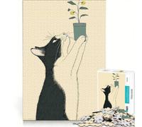 Puzzle da 1000 pezzi per adulti: Gatto curioso e pianta, gioco impossibile, analisi e logica, per rafforzare l'amore tra le coppie 50x75cm