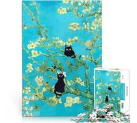 Puzzle da 1000 pezzi per adulti Gatto dei fiori di mandorlo Allena il tuo cervello e le tue mani Gioco educativo per compleanno e Natale 38x52cm
