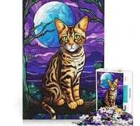 Puzzle da 1000 pezzi per adulti, Gatto del Bengala in libertà, gioco rompicapo, assemblaggio di figure, per rafforzare l'amore tra le coppie 38x52cm