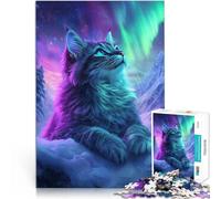 Puzzle da 1000 pezzi per adulti Gatto dell'aurora boreale Gioco impegnativo e gioco in famiglia Collezione di artisti, Belle arti 75x50cm