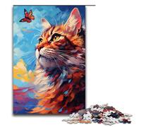 Puzzle da 1000 pezzi per adulti Gatto e farfalla di Splatters Un sacco di puzzle educativi colorati gioco educativo per compleanni e Natale 75x50 cm