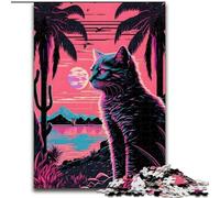 Puzzle da 1000 pezzi per adulti Gatto e natura Puzzle Retrowave per adulti 1000 pezzi Natale o compleanni Dimensioni 26X38cm