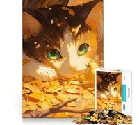 Puzzle da 1000 pezzi per adulti,gatto e pulcino tra foglie autunnali,ritaglio preciso,gioco creativo per stimolare la mente,svago,divertimento,regalo di compleanno (38x26cm)