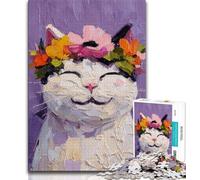 Puzzle da 1000 pezzi per adulti Gatto felice, aiuta il cervello a esercitare i giocattoli avvincenti per coltivare la pazienza Decorazione perfetta 50x75cm