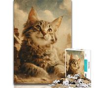 Puzzle da 1000 pezzi per adulti Gatto felice, antistress, sfida difficile Ogni pezzo è unico Gioco divertente e stimolante per tutta la famiglia (38x26cm)