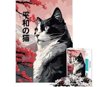 Puzzle da 1000 pezzi per adulti gatto giapponese kimono zen gioco educativo sfida gioco rilassante divertente e umoristico idee regalo (dimensioni 75x50cm)