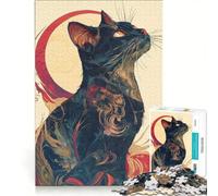 Puzzle da 1000 pezzi per adulti, gatto giapponese nero e carino, gioco rompicapo, assemblaggio di modelli, per rafforzare l'amore tra le coppie 50x75cm